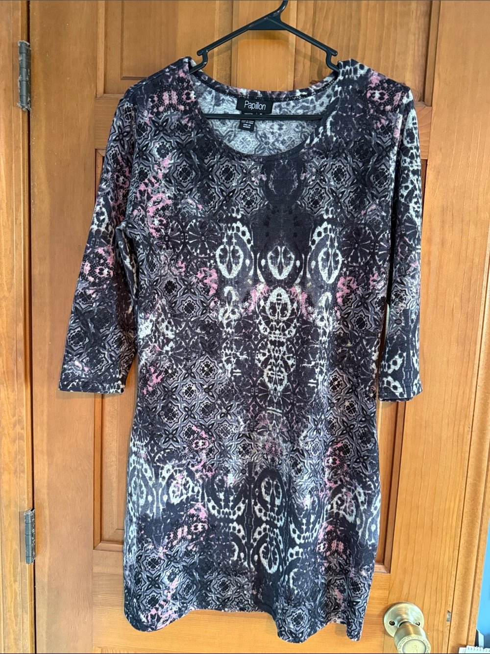 Papillon Blanc Black, Pink & Cream Printed 3/4 Sleeve Tunic